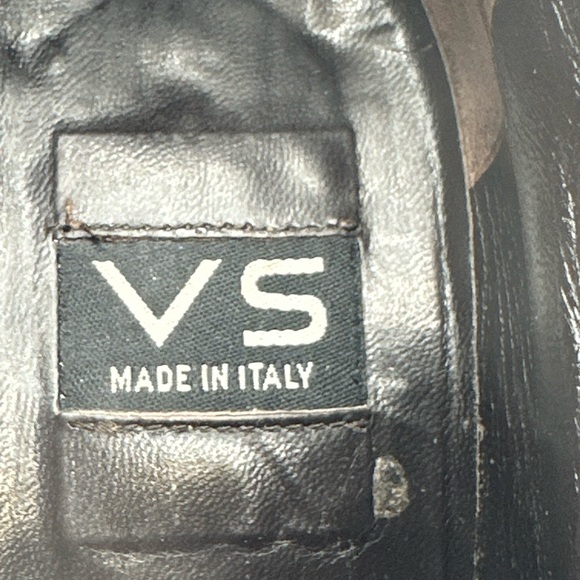 VS Dark Brown Leather Snakeskin Print Square Toe Block Heel Booties - Picture 10 of 10